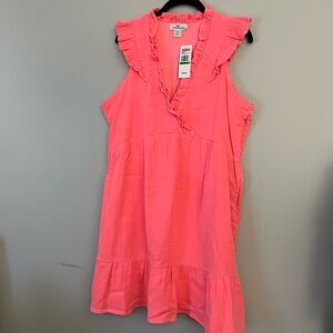Vineyard Vines Neon Pink Ruffle Dress